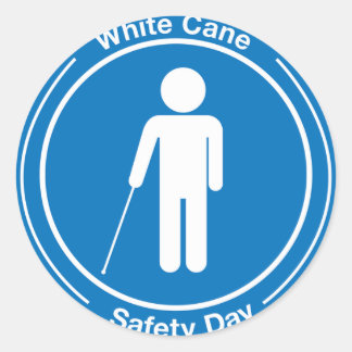 White Cane Safety Day Classic Round Sticker