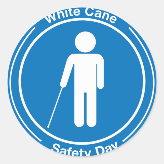 White Cane Safety Day Classic Round Sticker (Front)