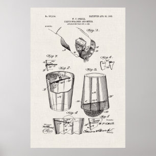 White Canvas Liquid Strainer and Mixer Patent Poster
