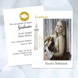 White Cap Graduation Photo Announcement