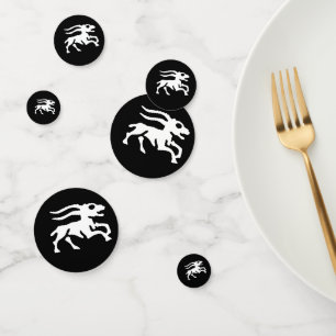 White Capricorn Goat Astrology Sign on Black Confetti