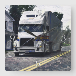 White Cargo Truck Drivers Wall Clock