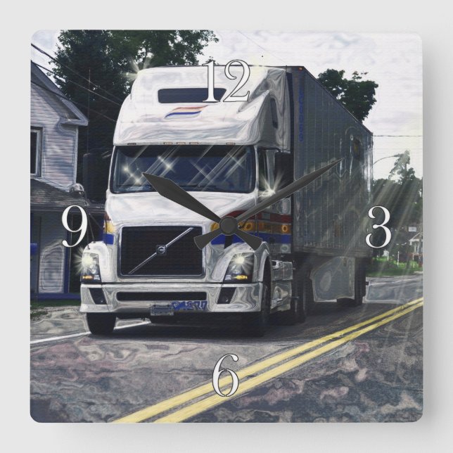 White Cargo Truck Drivers Wall Clock (Front)