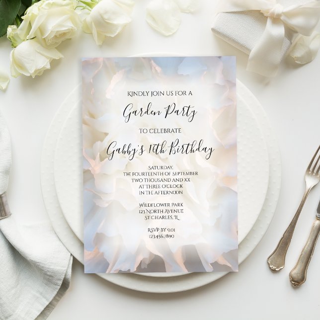 White Carnation Floral Birthday Garden Party Invitation (Creator Uploaded)