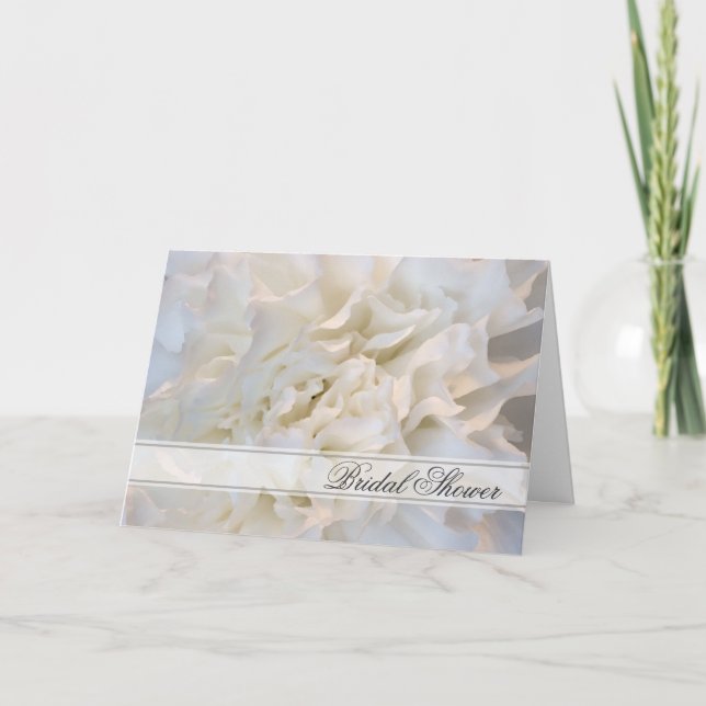 White Carnation Floral Bridal Shower Invitation (Front)