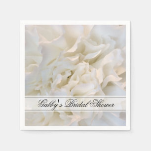 White Carnation Floral Bridal Shower Napkin