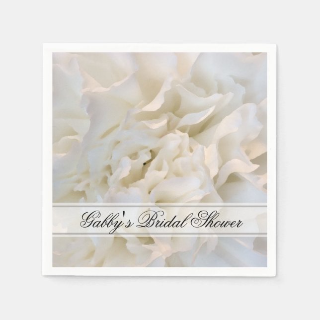 White Carnation Floral Bridal Shower Napkin (Front)