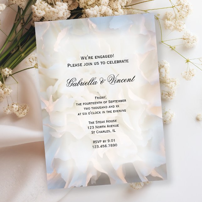 White Carnation Floral Engagement Party Invitation (Creator Uploaded)