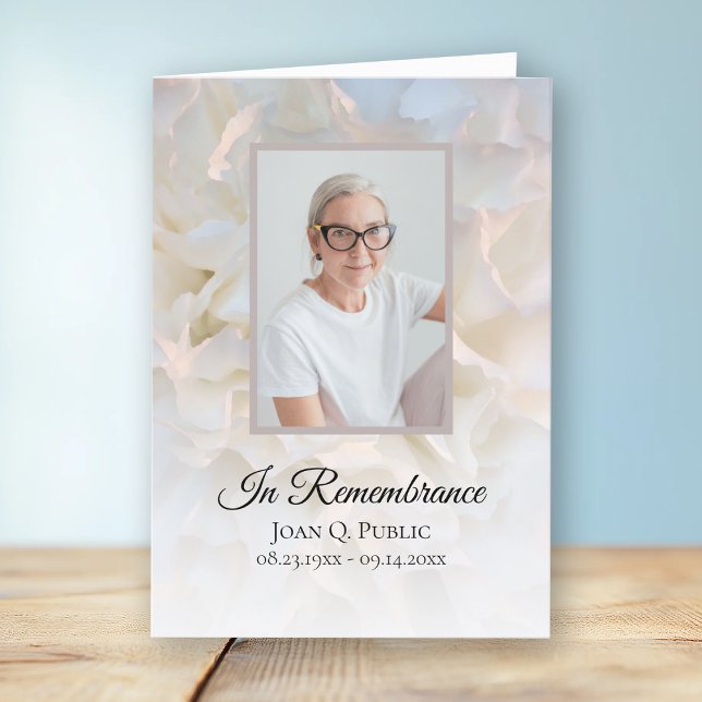 White Carnation Floral Funeral Service Folded Program (Creator Uploaded)