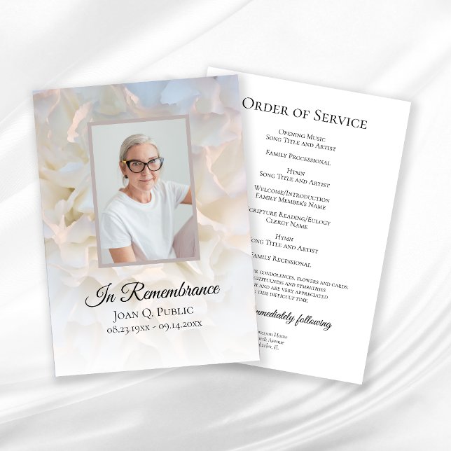 White Carnation Floral Funeral Service Program (Creator Uploaded)