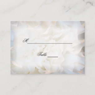 White Carnation Floral Wedding Place Card