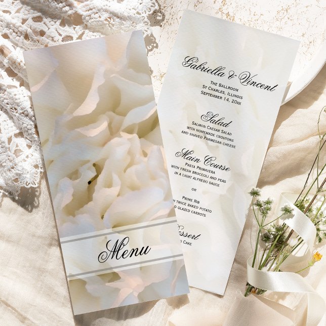 White Carnation Flower Wedding Menu (Creator Uploaded)