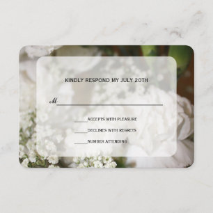 White Carnations & Baby's Breath RSVP Card
