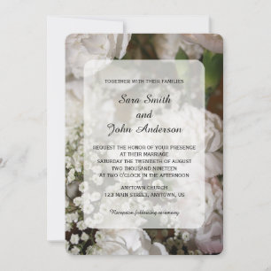 White Carnations & Baby's Breath Wedding Invitation