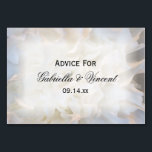White Carnations Floral Wedding Advice Cards<br><div class="desc">Have your guests share their words of wisdom with the newlywed couple with the elegant White Carnation Floral Wedding Advice Cards. Personalise them with the names of the bride and groom and their marriage ceremony date. These classy custom flowery marriage advice cards feature a digitally painted close up floral photograph...</div>
