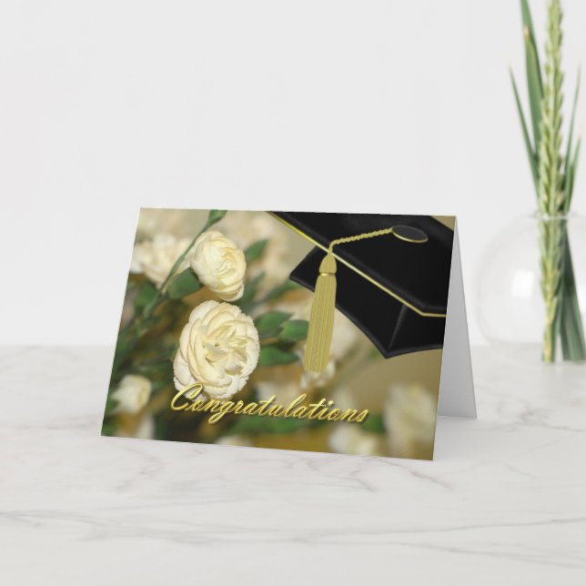 White Carnations Graduation Card (Front)