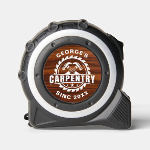White Carpenters Logo, Custom Text, Mahogany Wood  1