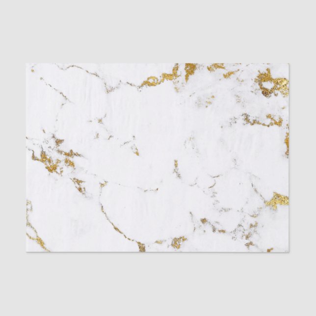 White Carrara Gold Stone Minimal Grey Stone Marble Tissue Paper (Front)