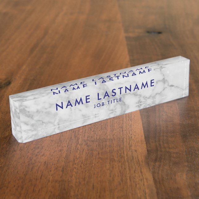 White Carrara Marble Classic Modern Personalised   Nameplate (Side)