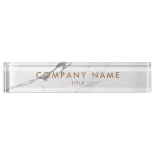 White Carrara Marble Classic Personalised Company Nameplate