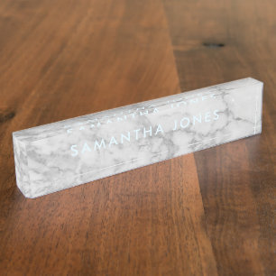 White Carrara Marble Classic Personalised Nameplate