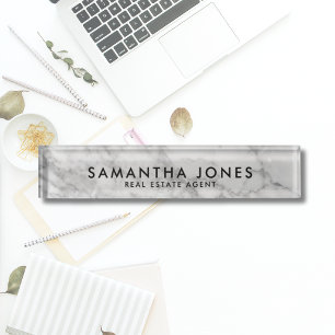 White Carrara Marble Classic Personalised Nameplate