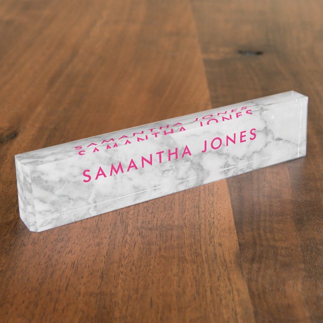 White Carrara Marble Classic Personalized Nameplate (Side)