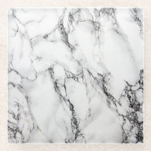 White Carrara Marble Glass Coaster