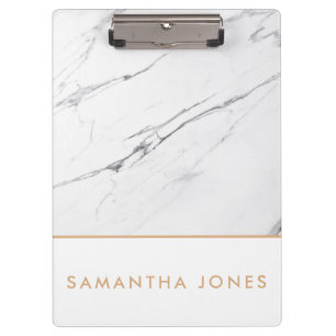 White Carrara Marble Gold Classic Modern Clipboard