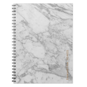 White Carrara Marble Gold Classic Personalised Notebook