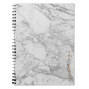 White Carrara Marble Gold Classic Personalised Notebook