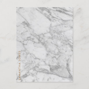 White Carrara Marble Gold Classic Personalised Postcard