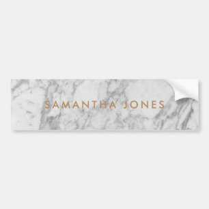 White Carrara Marble Gold Classic Personalized Bumper Sticker