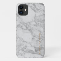 White Carrara Marble Gold Classic Personalized