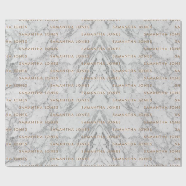 White Carrara Marble Gold Classic Personalized Wrapping Paper (Flat)
