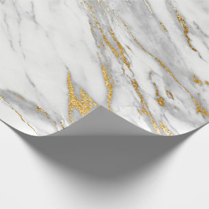 White Carrara Marble Grey Gold Stone Minimal Wrapping Paper