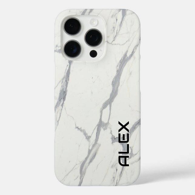 White Carrara Marble iPhone Case – Elegant Minimal (Back)