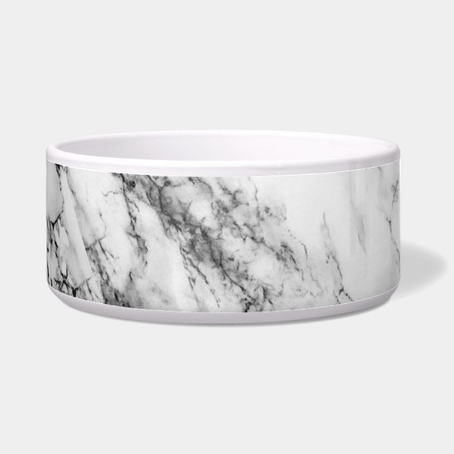 White Carrara Marble Pet Bowl (Left)