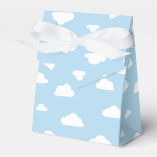 White Cartoon Clouds on Blue Background Pattern Favour Box