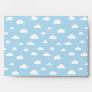 White Cartoon Clouds on Light Blue Background Patt Envelope