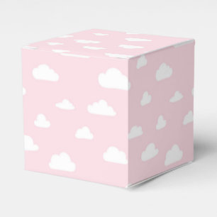 White Cartoon Clouds on Pink Background Pattern Favour Box