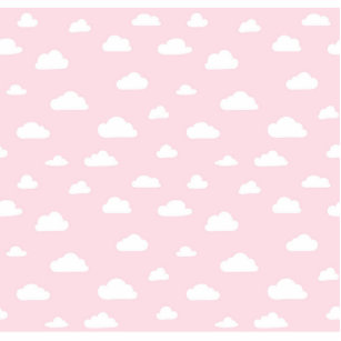 White Cartoon Clouds on Pink Background Pattern Photo Sculpture Badge