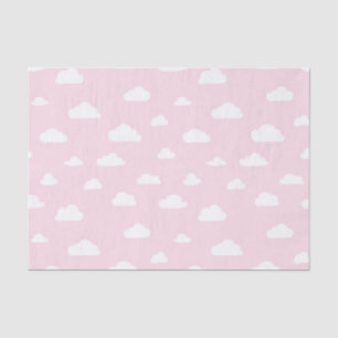 White Cartoon Clouds on Pink Background Pattern Tissue Paper