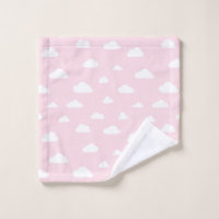 White Cartoon Clouds on Pink Background Pattern