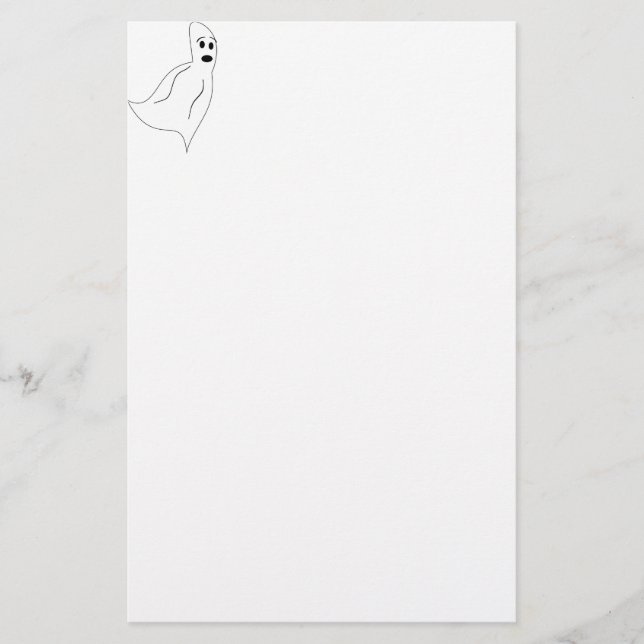 White Cartoon Ghost Stationery (Front)