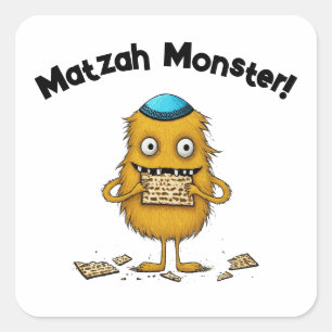 White Cartoon Matzah Monster Passover Sticker