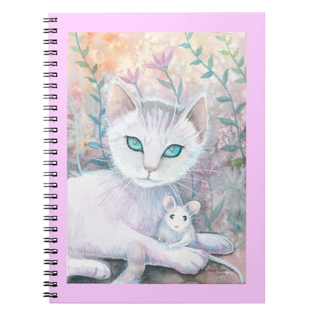 White Cat and Mouse Notebook (Front)