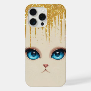 White Cat Blue Eyes Elegant Modern Portrait iPhone 15 Pro Max Case