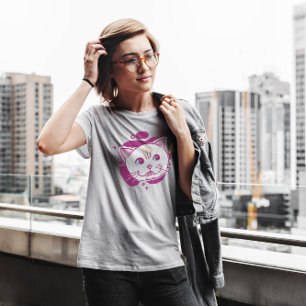 White Cat Cartoon Face T-Shirt
