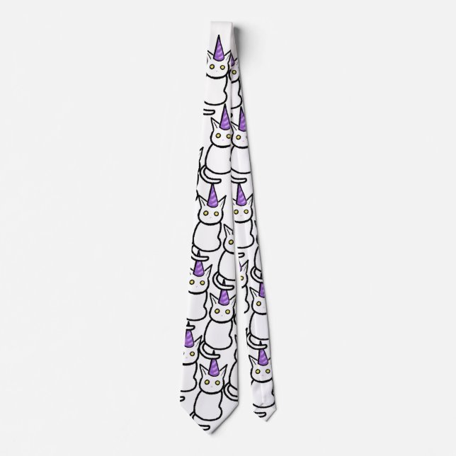 White Cat Celebration Tie (Front)